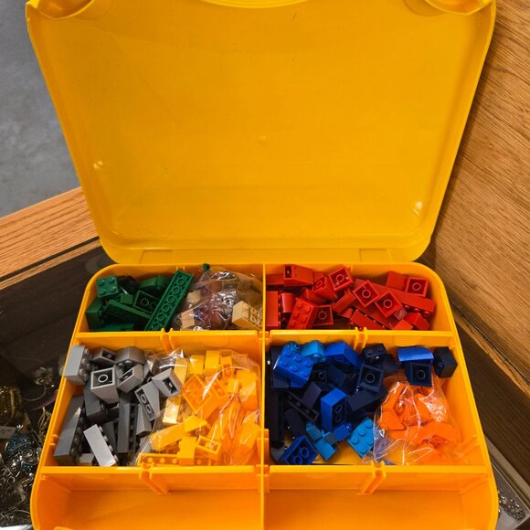 Lego storage suitcase with removable dividers filled with a variety of blocks - Picture 2 of 4